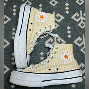 Converse Yellow and White Striped High-Top Sneakers